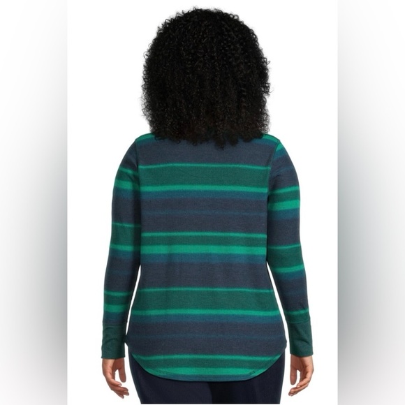 TERRA & SKY henley long sleeve waffle thermal pullover green blue top size 14W - Picture 2 of 13